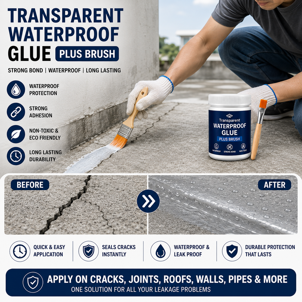 Transparent Waterproof Glue Plus Brush