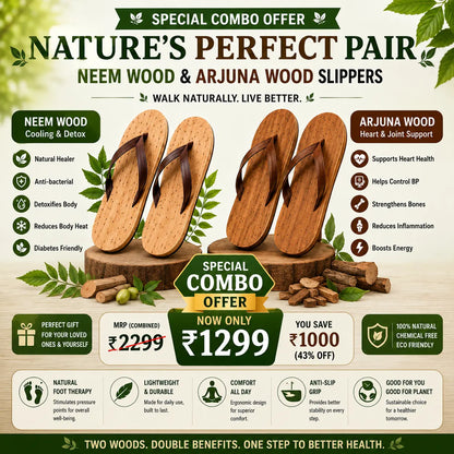 Neem Wood Health Chappals: Natural Relief for Diabetes, BP & Join Pain