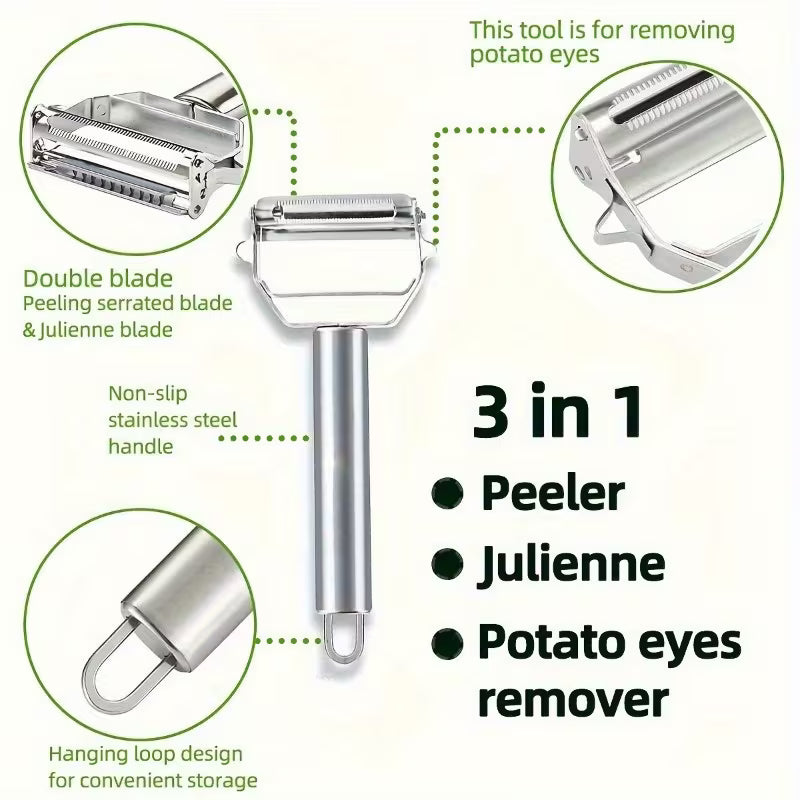 2-in-1 Stainless Steel Julienne Peeler & Cutter | Buy 1 Get 1 Free