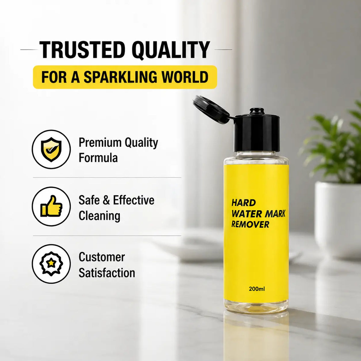 Hard Water Mark Remover for Glass | 200ML | Car Glass, Mirror, Windows & More