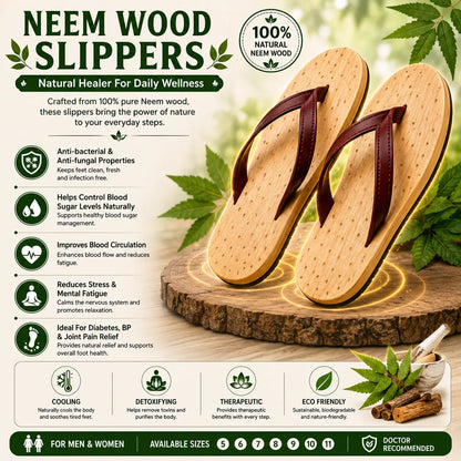 Neem Wood Health Chappals: Natural Relief for Diabetes, BP & Join Pain