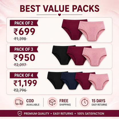 Women’s Stretchable Cotton Breathable Panty with Front Air System – Sweat Absorbing & Itching-Free Comfort