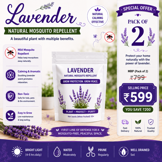 Safe Home: 100% Natural Mosquito Repellent Seeds (Pack of 2) – Citronella, Lemongrass & Marigold