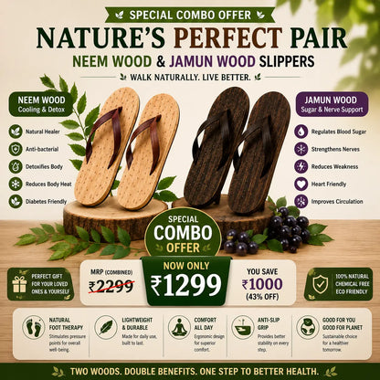 Neem Wood Health Chappals: Natural Relief for Diabetes, BP & Join Pain