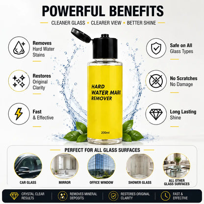 Hard Water Mark Remover for Glass | 200ML | Car Glass, Mirror, Windows & More