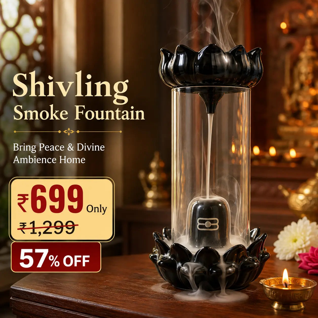 Shivling Smoke Fountain Backflow Incense Burner