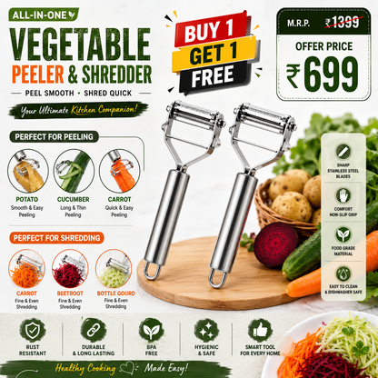 2-in-1 Stainless Steel Julienne Peeler & Cutter | Buy 1 Get 1 Free